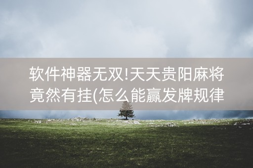 软件神器无双!天天贵阳麻将竟然有挂(怎么能赢发牌规律)