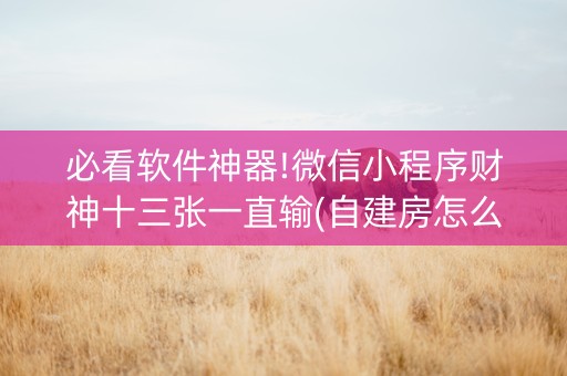 必看软件神器!微信小程序财神十三张一直输(自建房怎么赢)