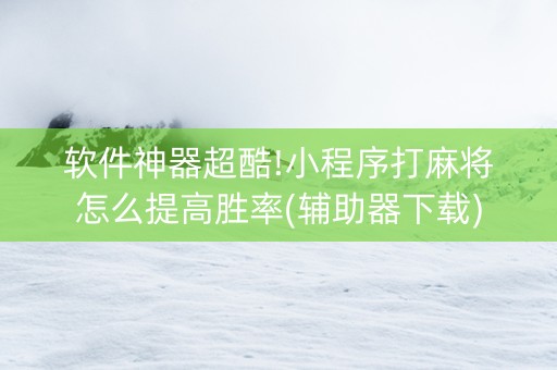 软件神器超酷!小程序打麻将怎么提高胜率(辅助器下载)