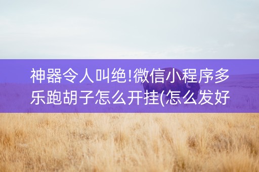 神器令人叫绝!微信小程序多乐跑胡子怎么开挂(怎么发好牌)