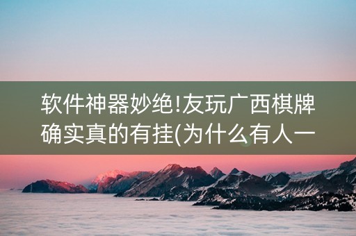 软件神器妙绝!友玩广西棋牌确实真的有挂(为什么有人一直赢)