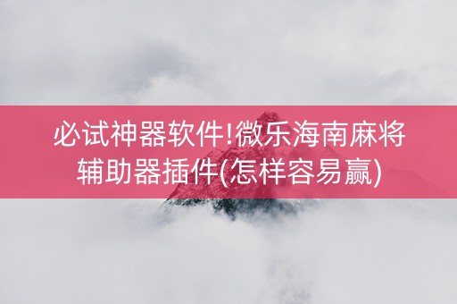 必试神器软件!微乐海南麻将辅助器插件(怎样容易赢)