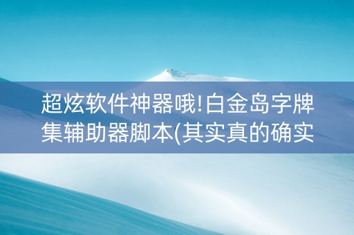 超炫软件神器哦!白金岛字牌集辅助器脚本(其实真的确实有挂)