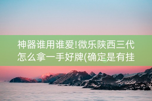 神器谁用谁爱!微乐陕西三代怎么拿一手好牌(确定是有挂)