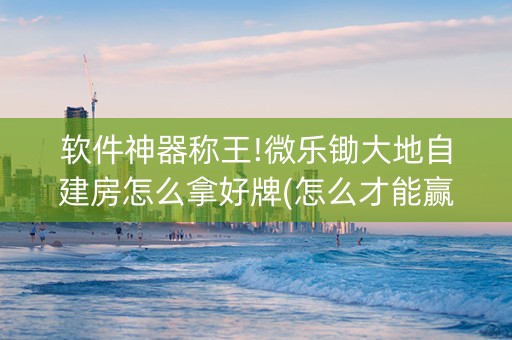 软件神器称王!微乐锄大地自建房怎么拿好牌(怎么才能赢得多)