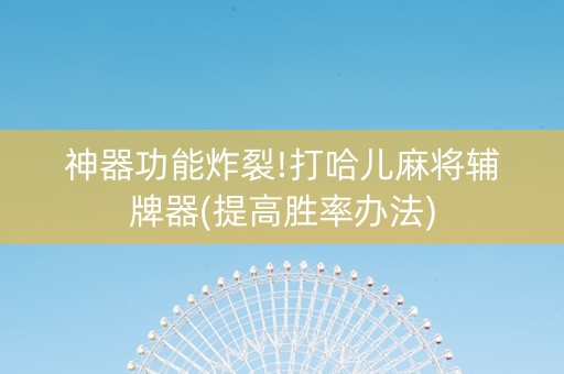神器功能炸裂!打哈儿麻将辅牌器(提高胜率办法)