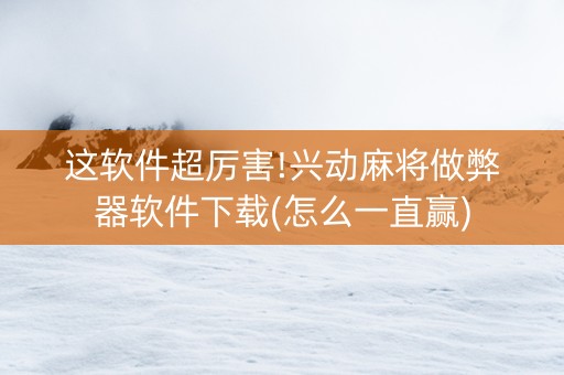 这软件超厉害!兴动麻将做弊器软件下载(怎么一直赢)