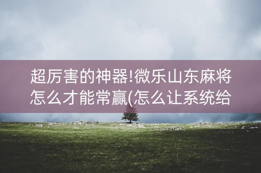 超厉害的神器!微乐山东麻将怎么才能常赢(怎么让系统给好牌)