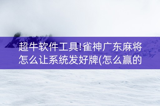超牛软件工具!雀神广东麻将怎么让系统发好牌(怎么赢的几率大)