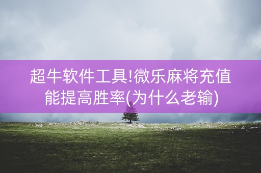 超牛软件工具!微乐麻将充值能提高胜率(为什么老输)