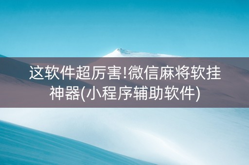 这软件超厉害!微信麻将软挂神器(小程序辅助软件)