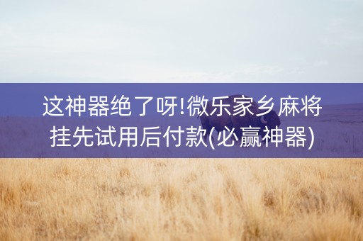 这神器绝了呀!微乐家乡麻将挂先试用后付款(必赢神器)