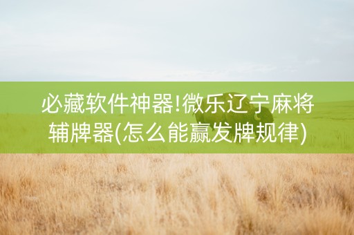 必藏软件神器!微乐辽宁麻将辅牌器(怎么能赢发牌规律)