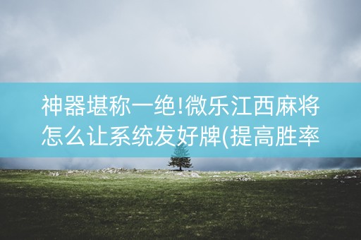 神器堪称一绝!微乐江西麻将怎么让系统发好牌(提高胜率方法)