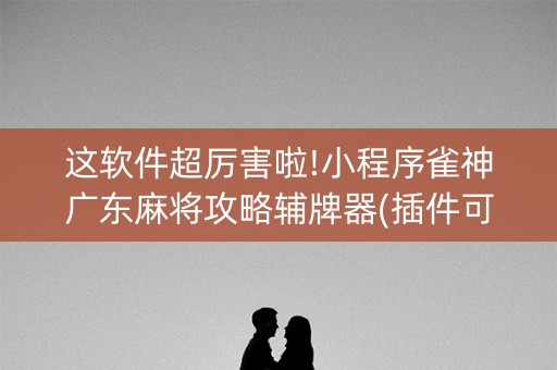 这软件超厉害啦!小程序雀神广东麻将攻略辅牌器(插件可信吗)