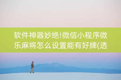 软件神器妙绝!微信小程序微乐麻将怎么设置能有好牌(透明器教程)