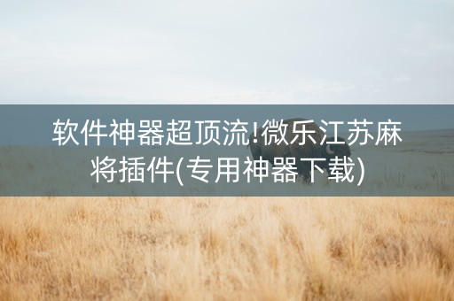 软件神器超顶流!微乐江苏麻将插件(专用神器下载)