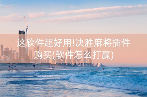 这软件超好用!决胜麻将插件购买(软件怎么打赢)