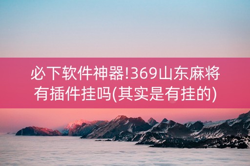 必下软件神器!369山东麻将有插件挂吗(其实是有挂的)