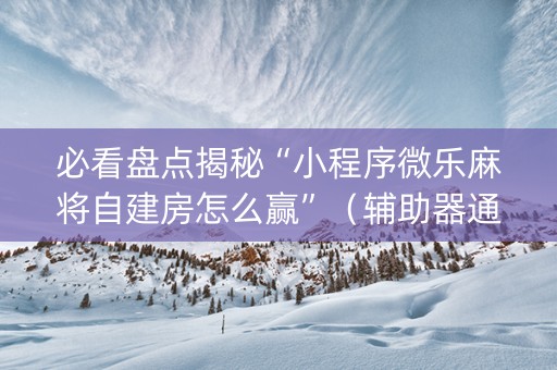 必看盘点揭秘“小程序微乐麻将自建房怎么赢”（辅助器通用版)