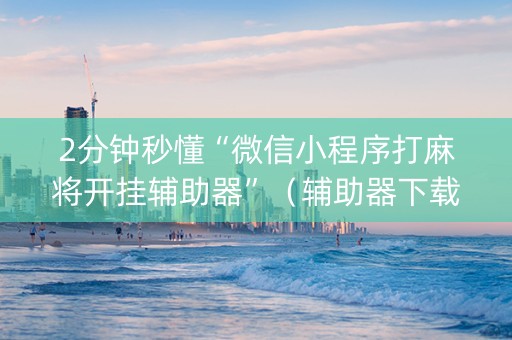 2分钟秒懂“微信小程序打麻将开挂辅助器”（辅助器下载)