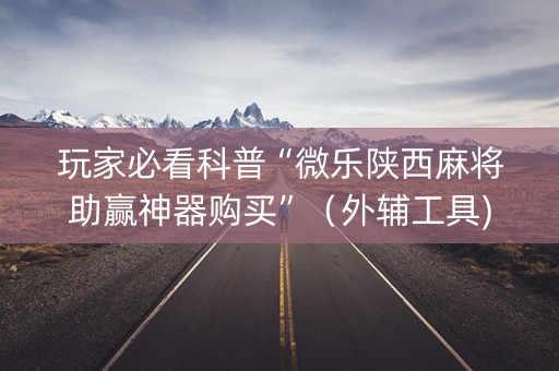 玩家必看科普“微乐陕西麻将助赢神器购买”（外辅工具)