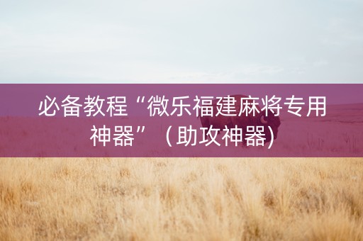必备教程“微乐福建麻将专用神器”（助攻神器)