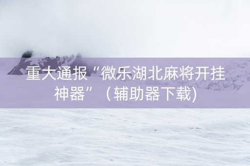 重大通报“微乐湖北麻将开挂神器”（辅助器下载)