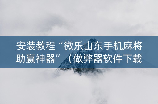 安装教程“微乐山东手机麻将助赢神器”（做弊器软件下载)
