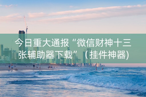 今日重大通报“微信财神十三张辅助器下载”（挂件神器)