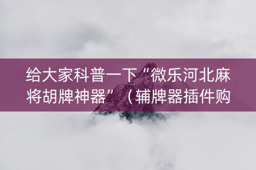 给大家科普一下“微乐河北麻将胡牌神器”（辅牌器插件购买)