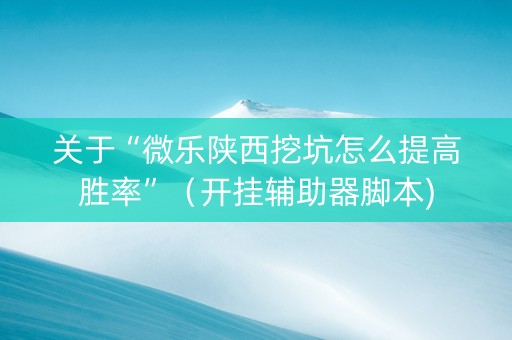 关于“微乐陕西挖坑怎么提高胜率”（开挂辅助器脚本)