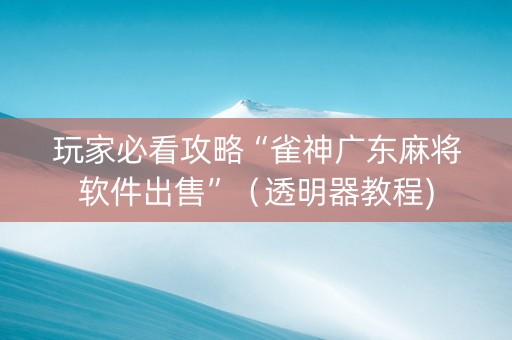 玩家必看攻略“雀神广东麻将软件出售”（透明器教程)