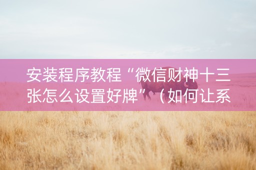 安装程序教程“微信财神十三张怎么设置好牌”（如何让系统发好牌)