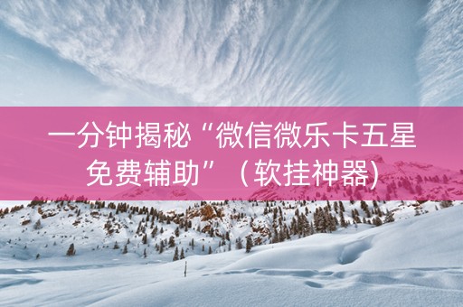 一分钟揭秘“微信微乐卡五星免费辅助”（软挂神器)