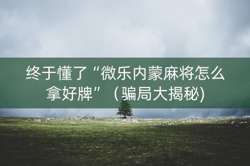 终于懂了“微乐内蒙麻将怎么拿好牌”（骗局大揭秘)