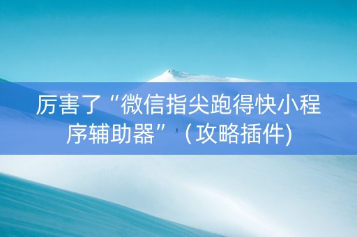 厉害了“微信指尖跑得快小程序辅助器”（攻略插件)