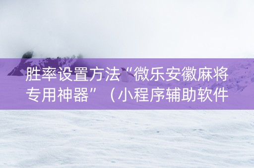 胜率设置方法“微乐安徽麻将专用神器”（小程序辅助软件)