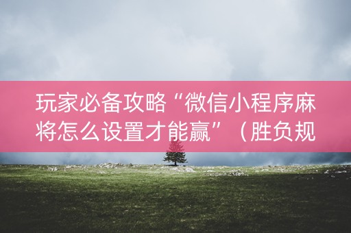 玩家必备攻略“微信小程序麻将怎么设置才能赢”（胜负规律拿好牌)