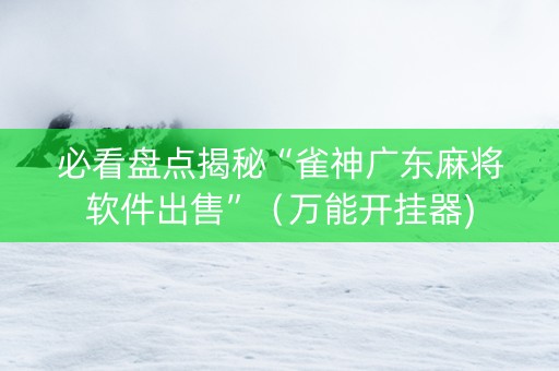必看盘点揭秘“雀神广东麻将软件出售”（万能开挂器)