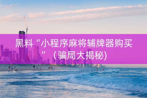 黑料“小程序麻将辅牌器购买”（骗局大揭秘)
