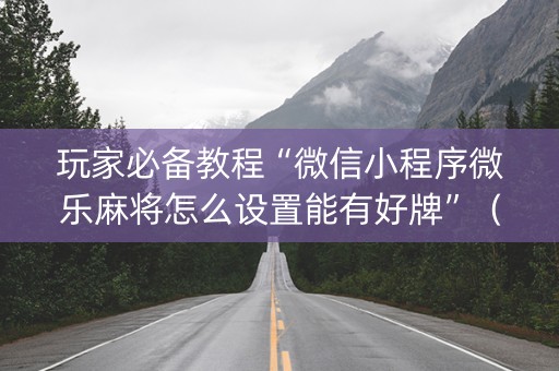 玩家必备教程“微信小程序微乐麻将怎么设置能有好牌”（充值会提高胜率么)