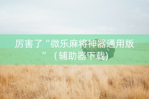 厉害了“微乐麻将神器通用版”（辅助器下载)