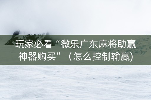玩家必看“微乐广东麻将助赢神器购买”（怎么控制输赢)