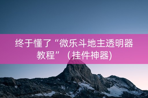 终于懂了“微乐斗地主透明器教程”（挂件神器)