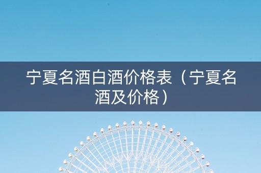 宁夏名酒白酒价格表（宁夏名酒及价格）