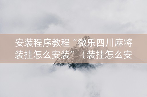 安装程序教程“微乐四川麻将装挂怎么安装”（装挂怎么安装)
