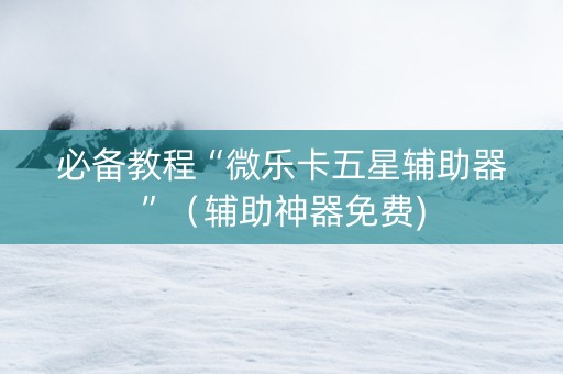 必备教程“微乐卡五星辅助器”（辅助神器免费)