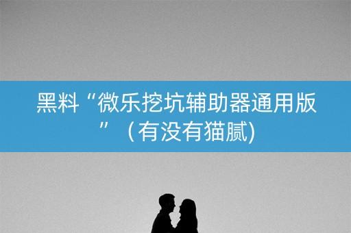 黑料“微乐挖坑辅助器通用版”（有没有猫腻)