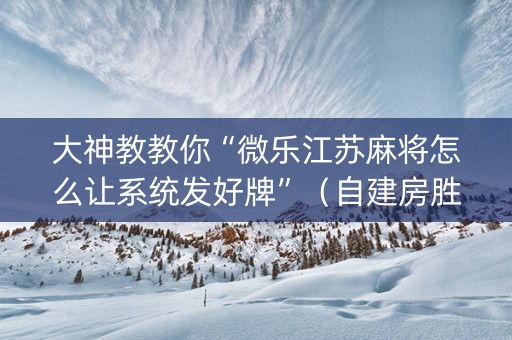 大神教教你“微乐江苏麻将怎么让系统发好牌”（自建房胜负规律)